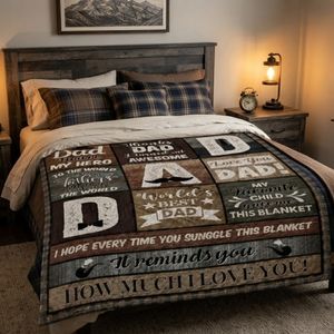 Best Dad Ever Quilt Blanket, Personalized Father's Day Gift, Custom Dad Blanket, Funny Dad Gift, Father Keepsake Blanket