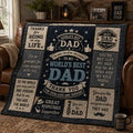 World's Best Dad Quilt Blanket, Personalized Father's Day Gift, Custom Dad Keepsake Blanket, Father Appreciation Gift